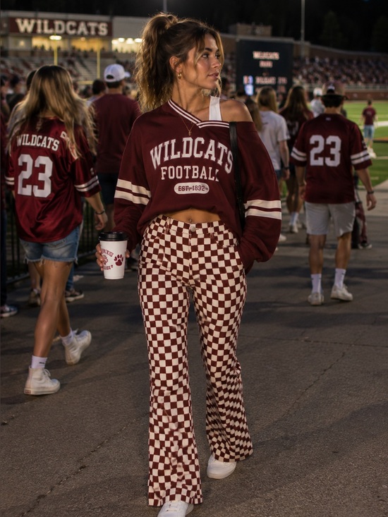 Hollister Pants - Hollister Checkerboard Flare Pants Brown Ivory High Rise Y2K Small